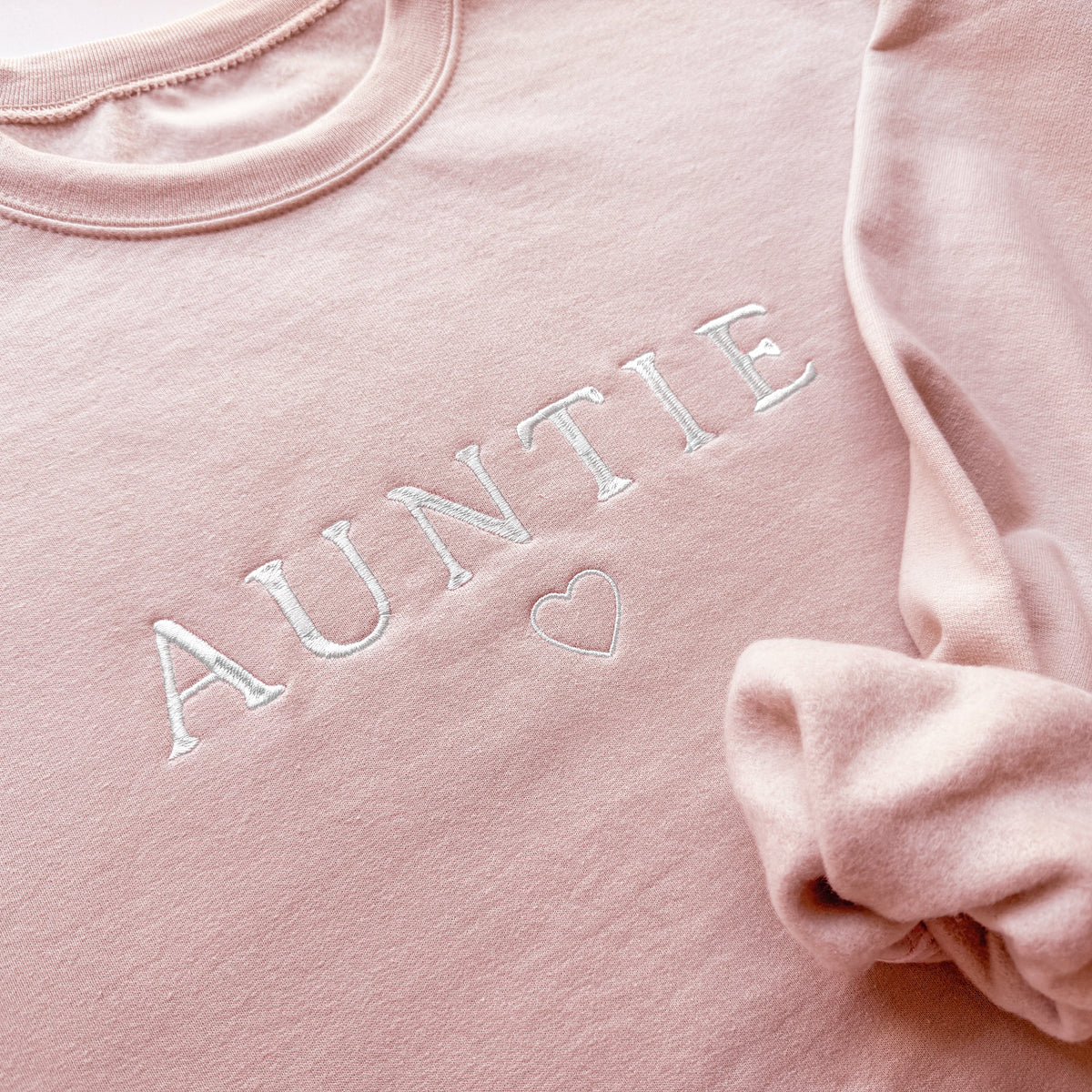 Custom Embroidered Auntie Sweatshirt With Heart