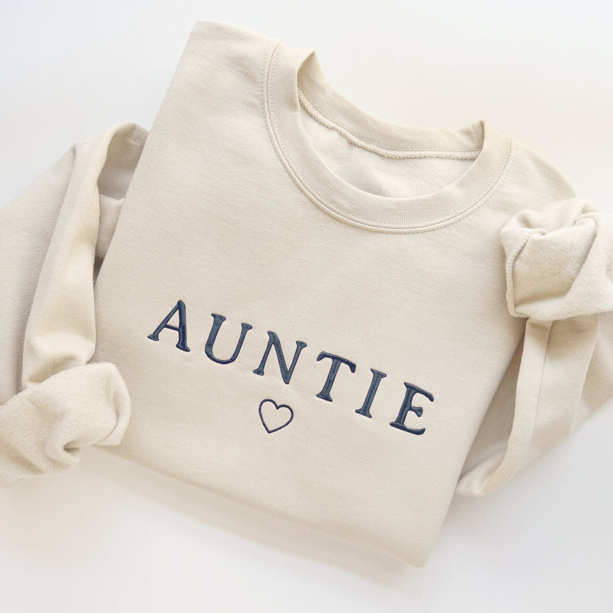 Custom Embroidered Auntie Sweatshirt With Heart