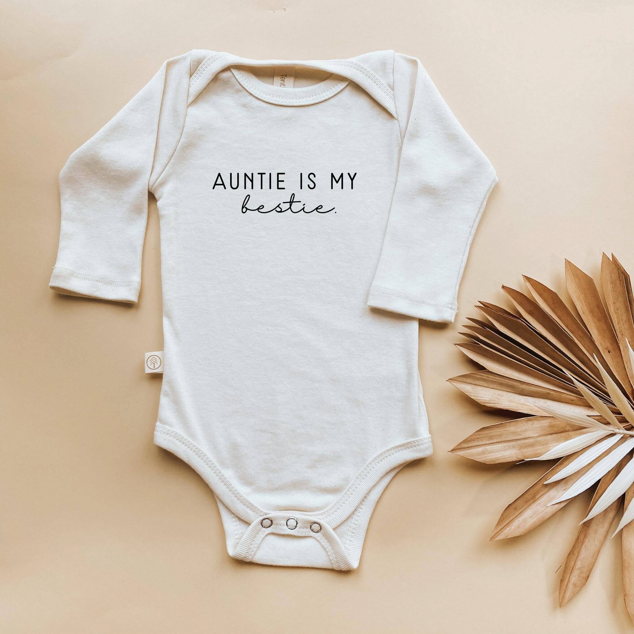 Auntie Is My Bestie - Long Sleeve Organic Baby Bodysuit