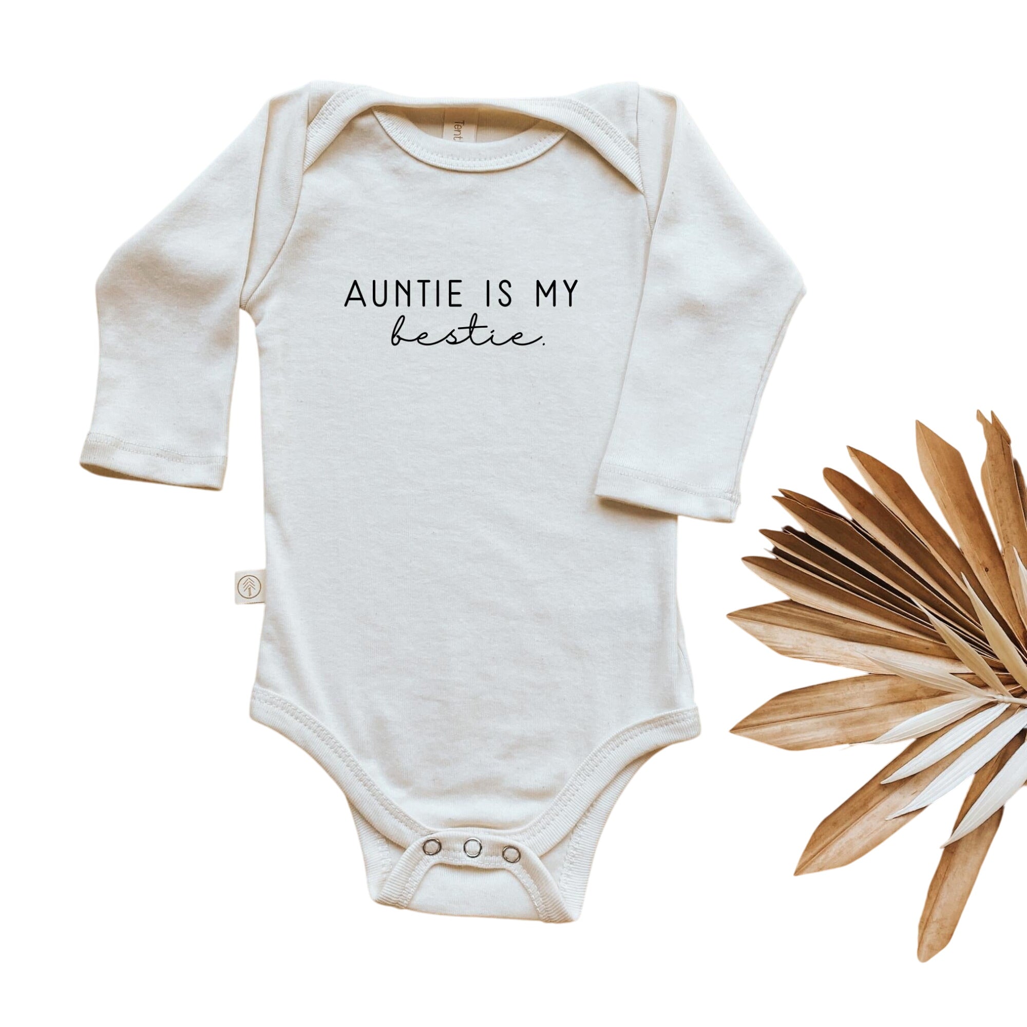 Auntie Is My Bestie - Long Sleeve Organic Baby Bodysuit