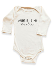 Auntie Is My Bestie - Long Sleeve Organic Baby Bodysuit