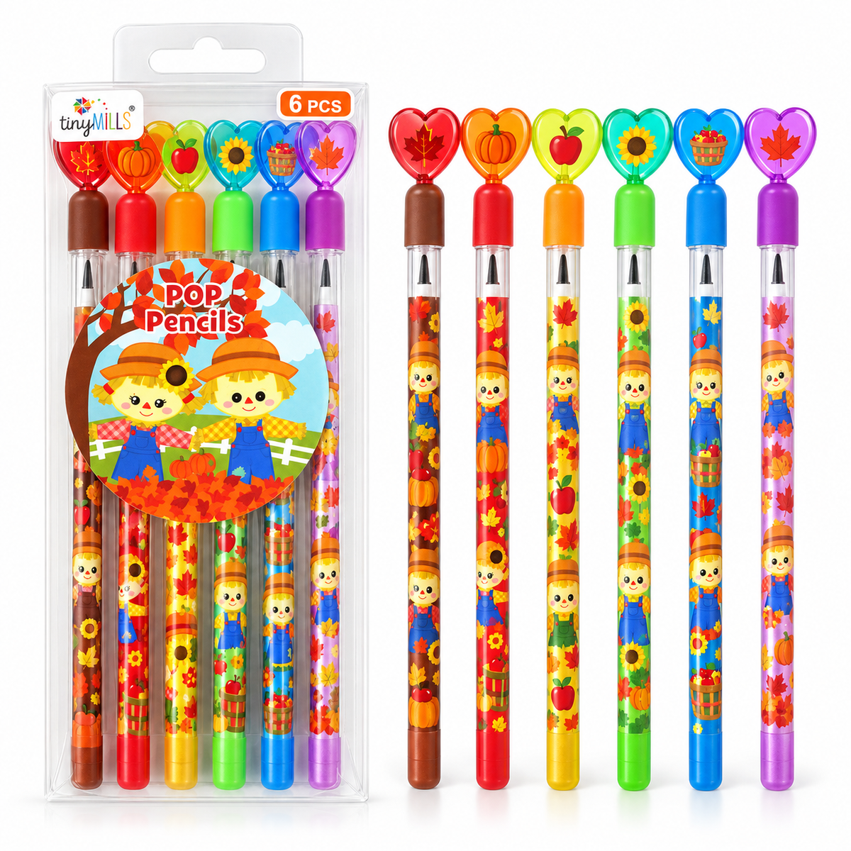 Autumn Harvest Stackable Point Pencils - Set Of 6