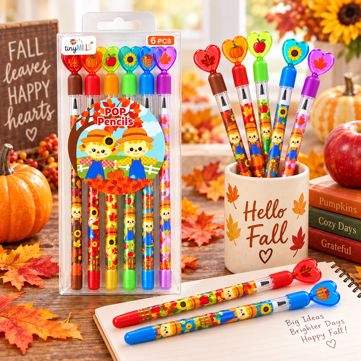 Autumn Harvest Stackable Point Pencils - Set Of 6