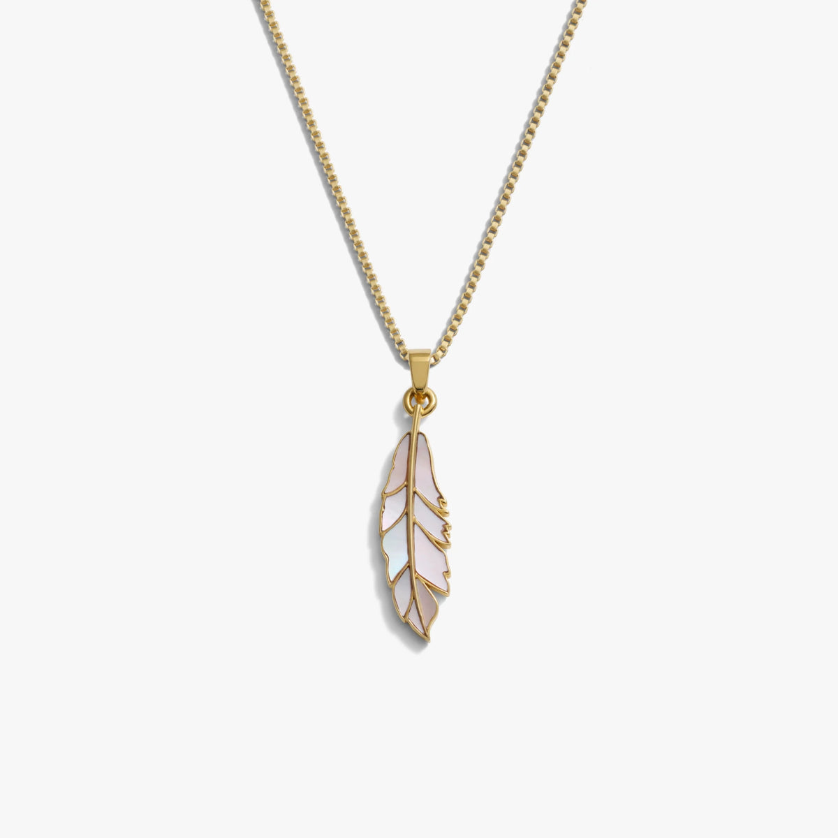 Mother Of Pearl Feather Necklace