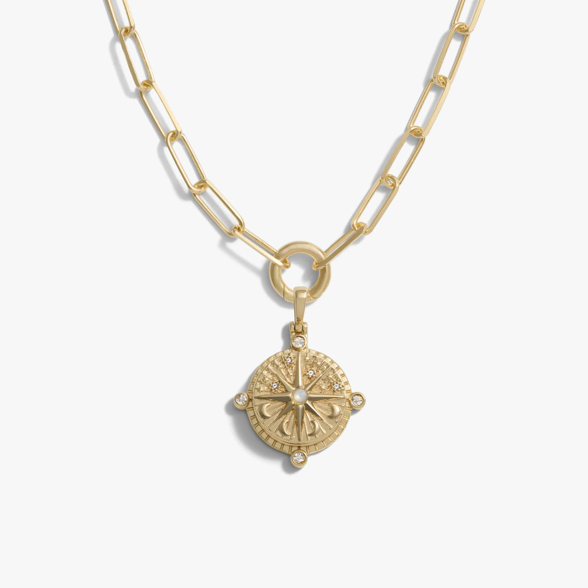 Compass Locket Charm Necklace