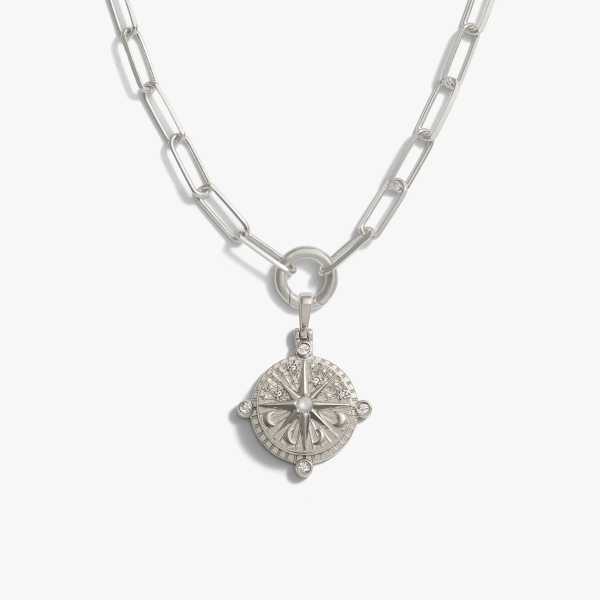 Compass Locket Charm Necklace