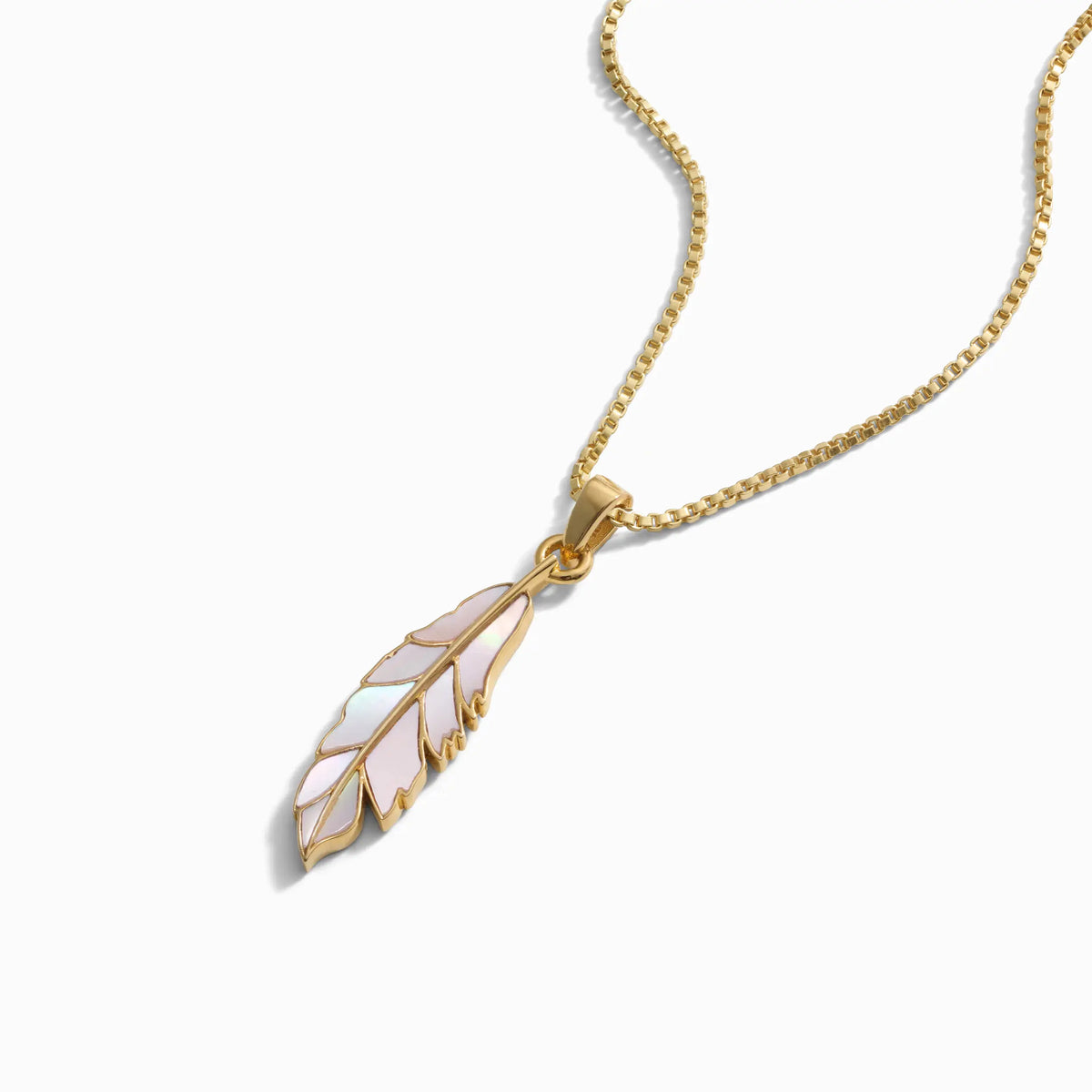 Mother Of Pearl Feather Necklace