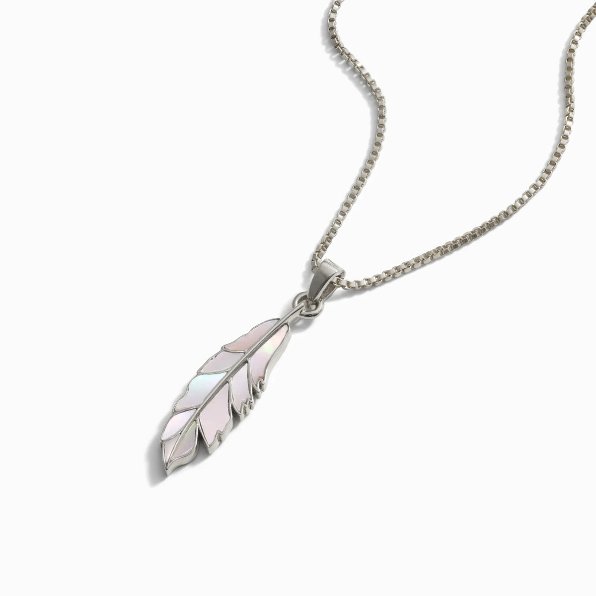 Mother Of Pearl Feather Necklace