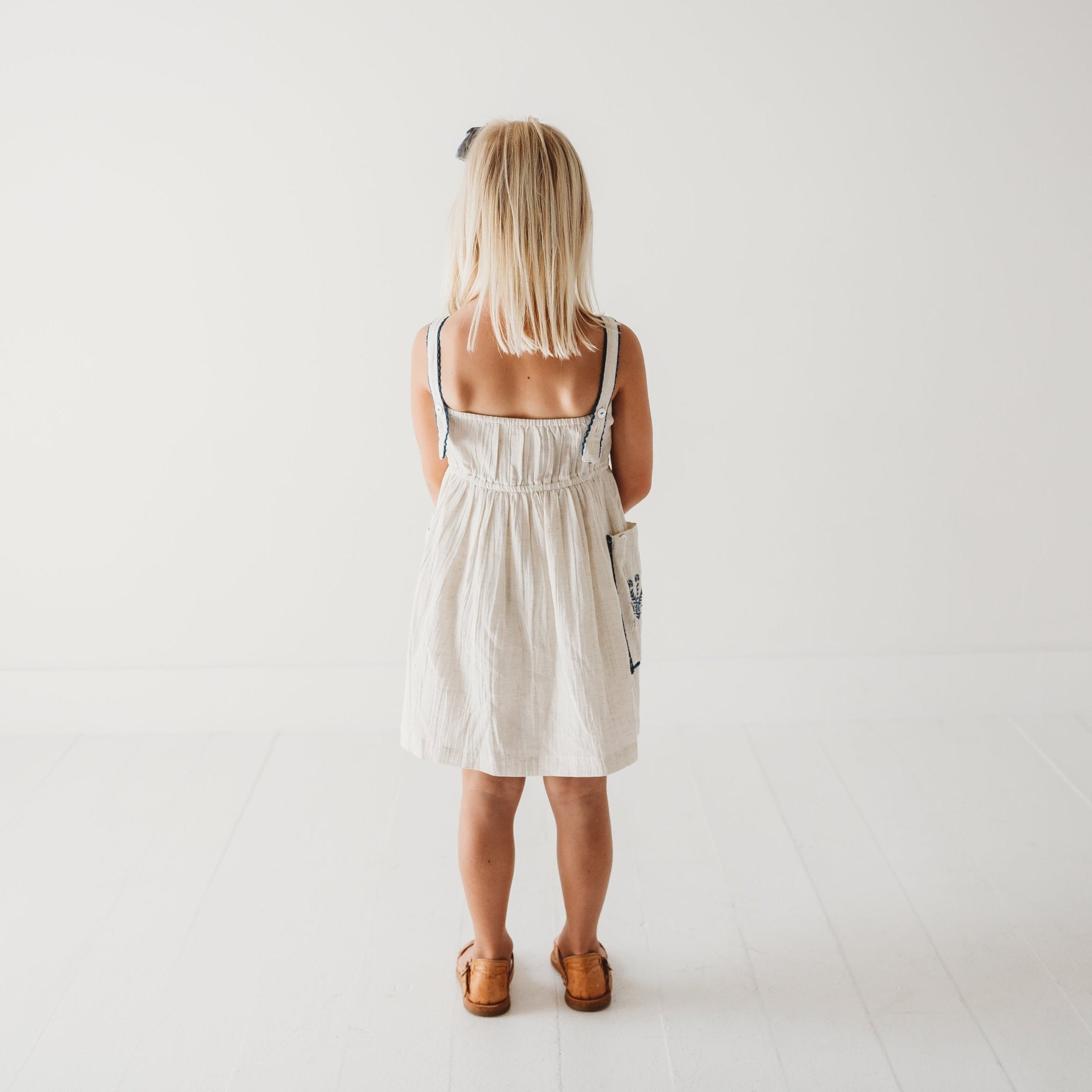Azurea Linen Embroidery Dress