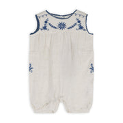 Azurea Linen Embroidery Romper