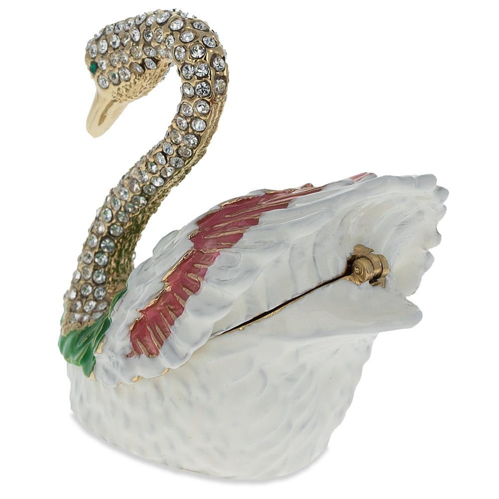 Swan Jeweled Trinket Box Figurine 2.6 Inches