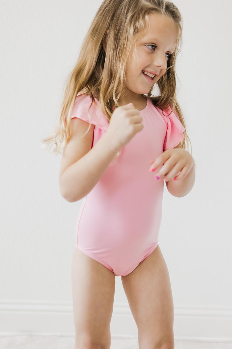 Bubblegum Pink S/s Flutter Sleeve Leotard