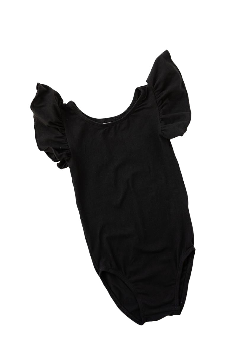 Black S/s Flutter Sleeve Leotard