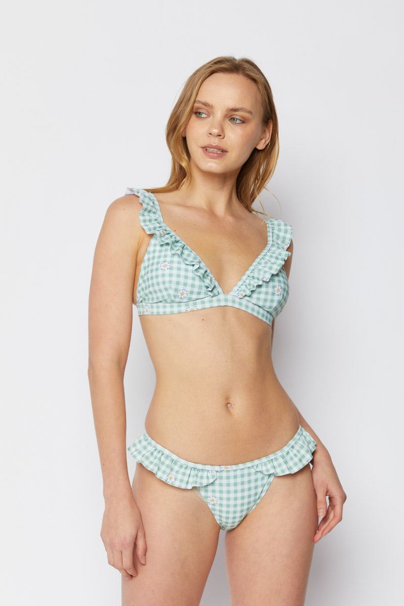 B2803-gingham Daisy Lime