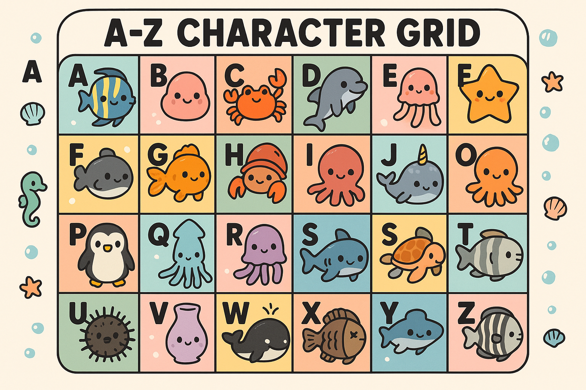Kawaii Ocean Alphabet Tracing & Coloring Book | Digital Download Pdf