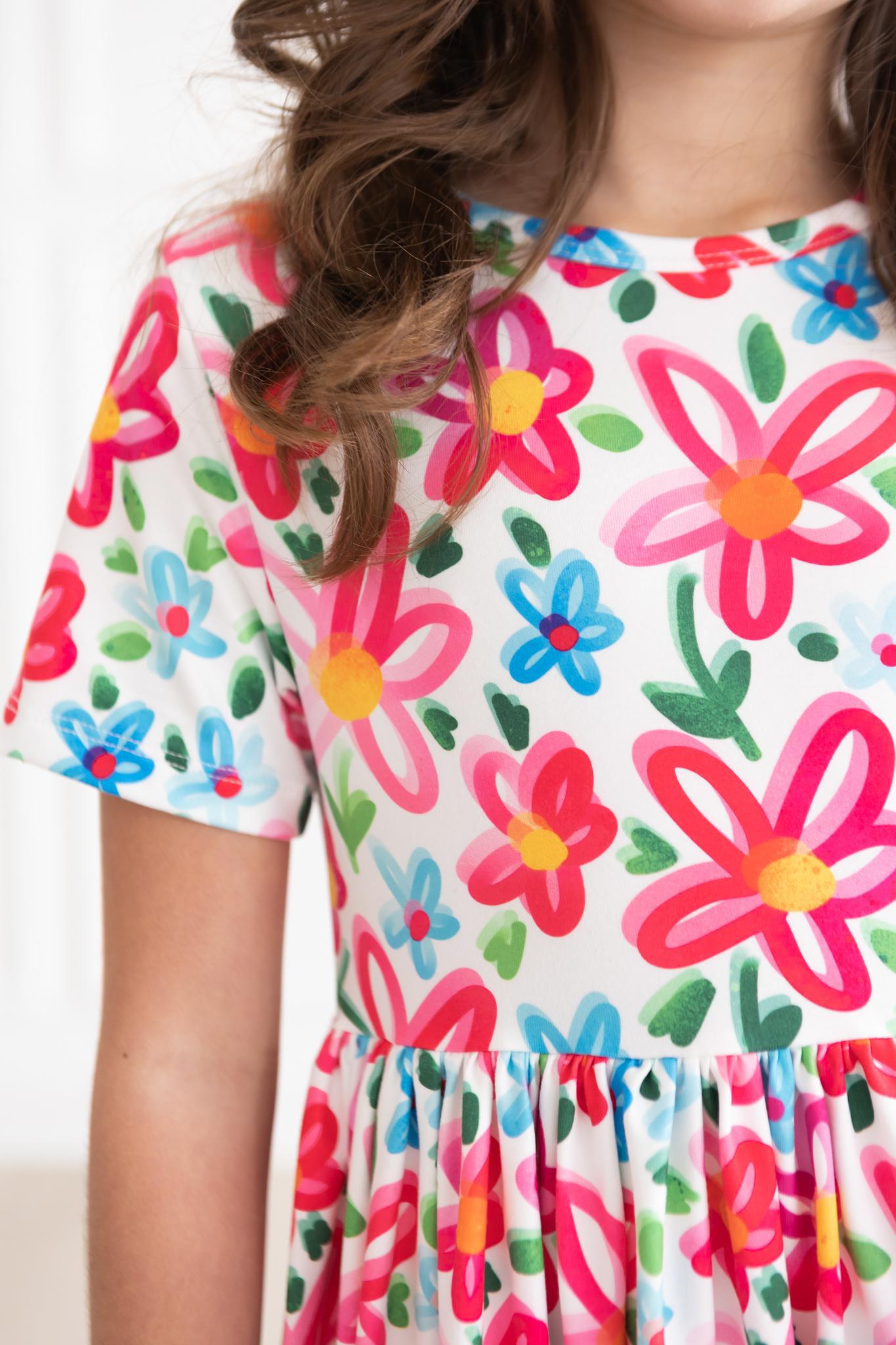 Neon Floral S/s Pocket Twirl Dress