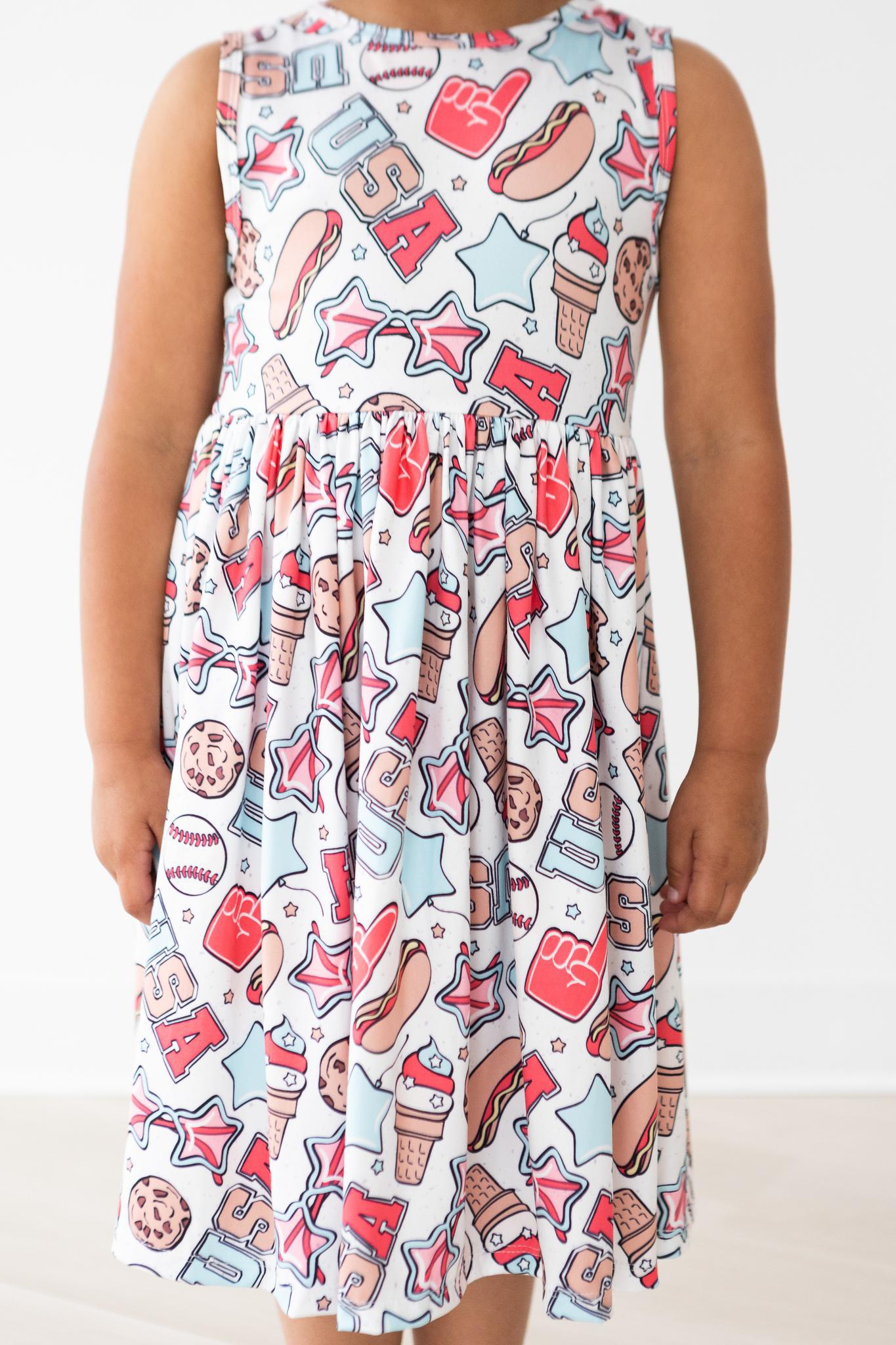 Red, White & Bbq Tank Twirl Dress