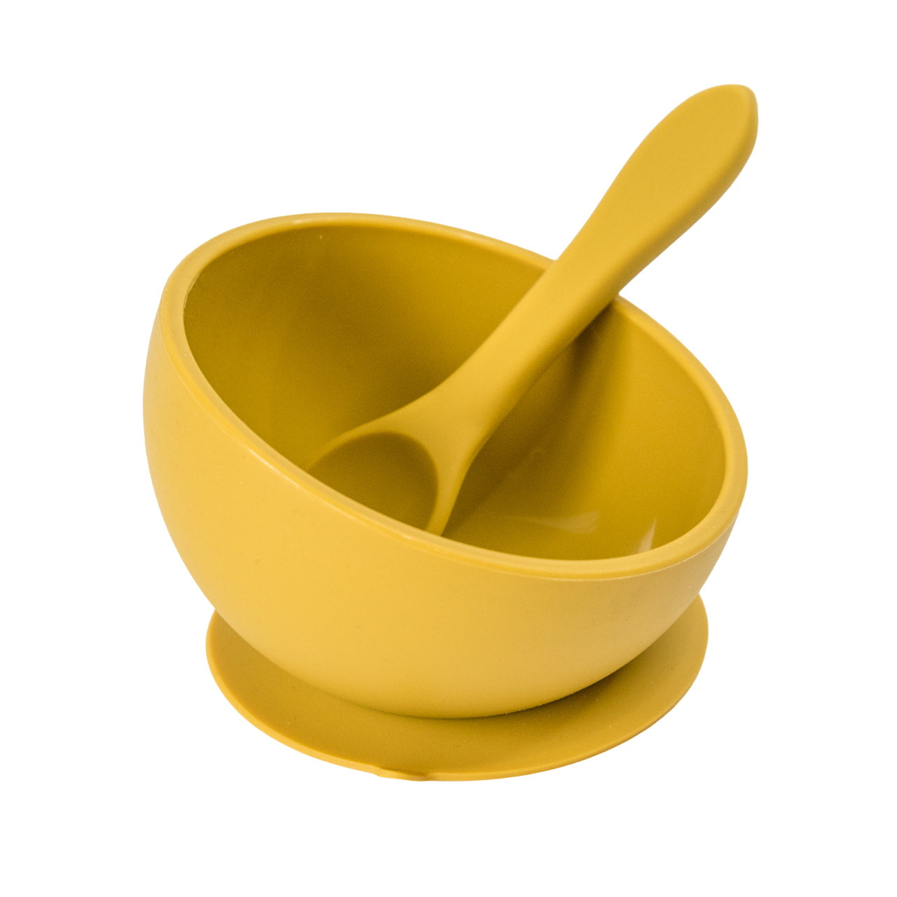 Mustard Suction Bowl And Spoon Set