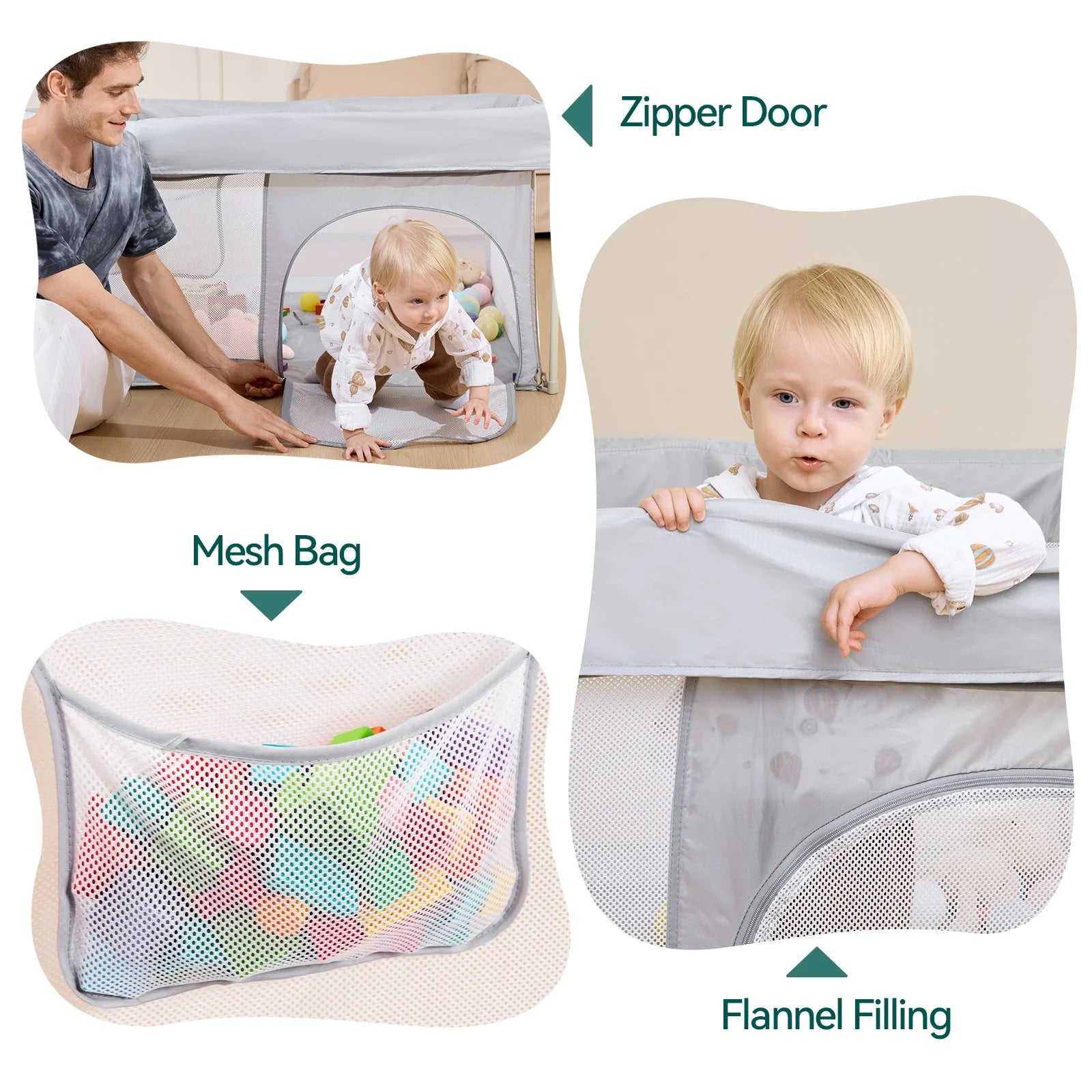 Babelio Baby Playpen | Hassle-free 2-step Folding, Safe And Sturdy For Indoor & Outdoor Use