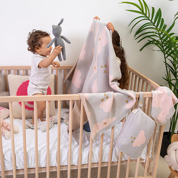 Dreamy Organic Cotton Baby Blanket And Burp Cloth Set