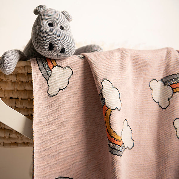 Rainbow Organic Cotton Baby Blanket And Burp Cloth Set