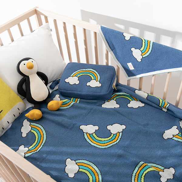 Rainbow Organic Cotton Baby Blanket And Burp Cloth Set