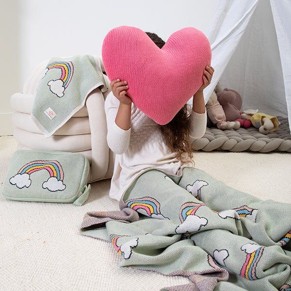 Rainbow Organic Cotton Baby Blanket And Burp Cloth Set