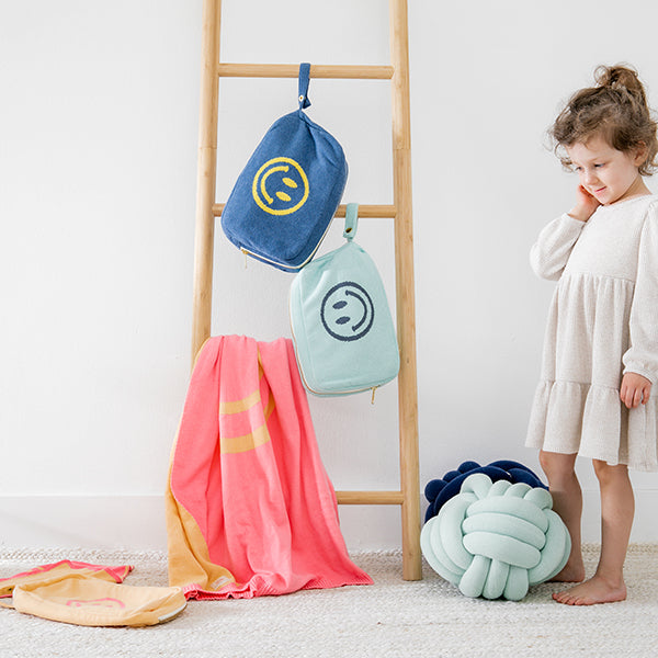 Smiley Organic Cotton Baby Blanket And Burp Cloth Set
