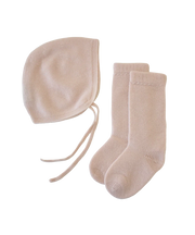 Baby Bonnet + Socks Gift Set - Butter Cream