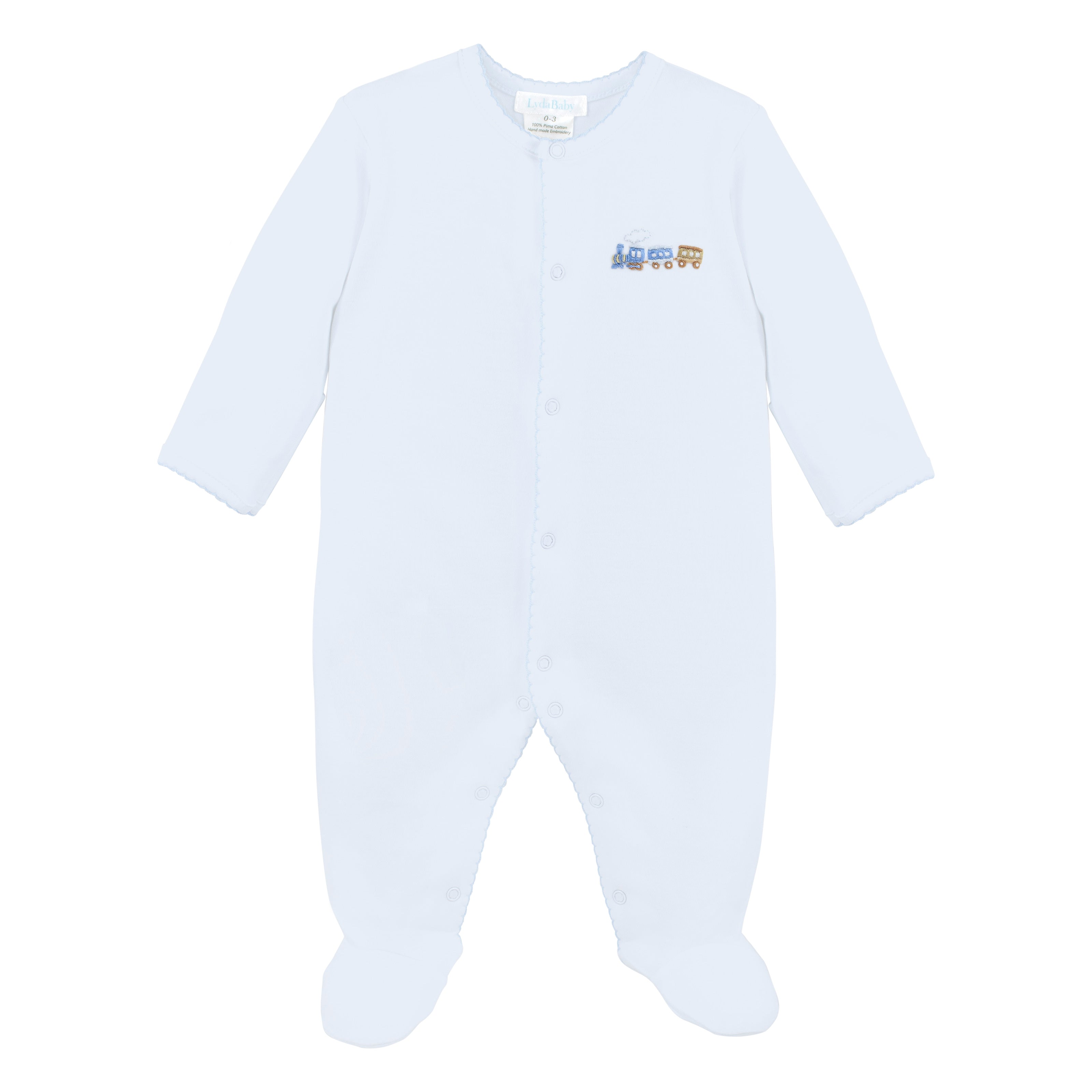 Train Embroidery Footie | Baby Boy