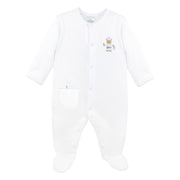 Fixer Bear Embroidery Footie | Baby Boy