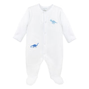 Colorful Dino Embroidery Footie | Baby Boy