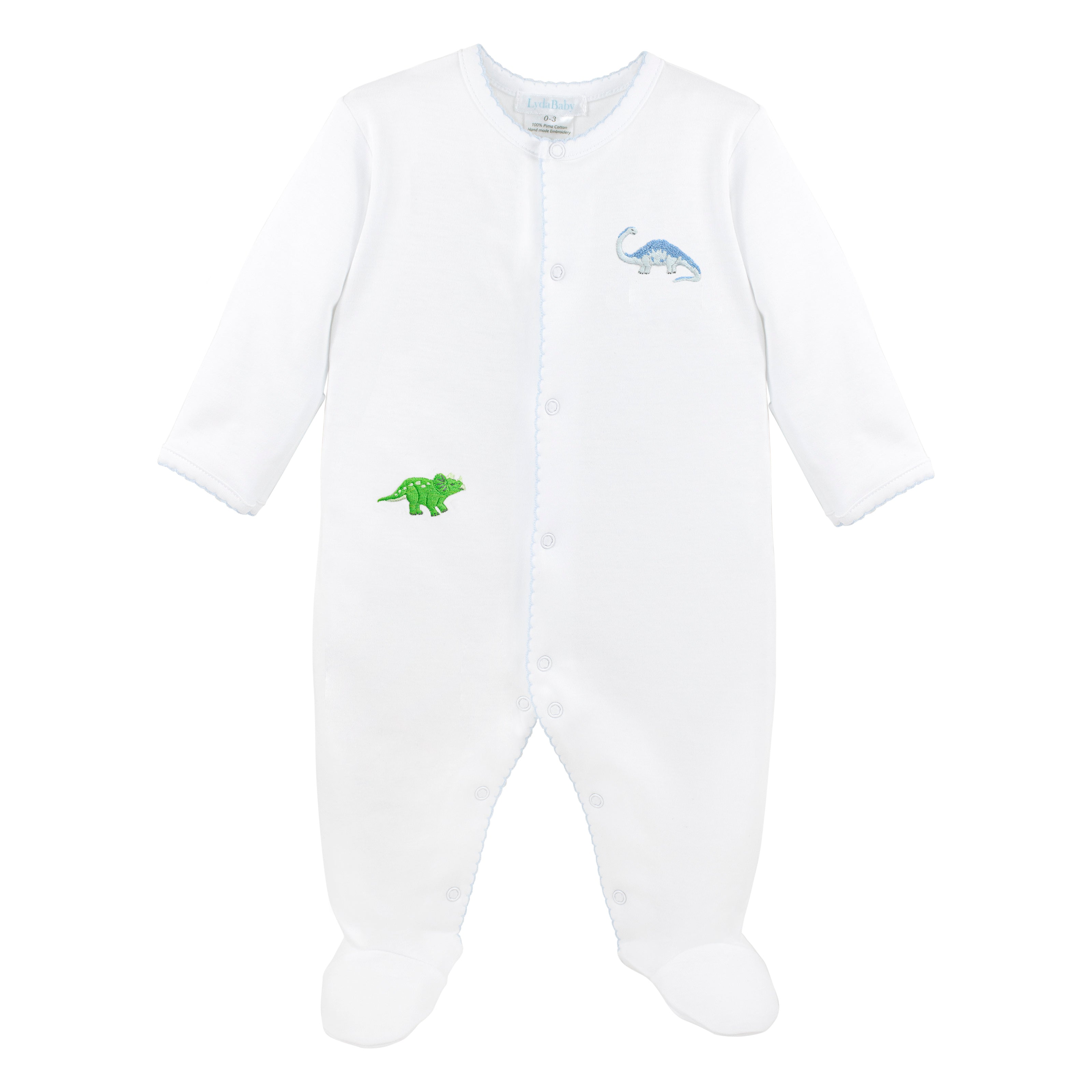 Friendly Dinos Embroidery Footie | Baby Boy