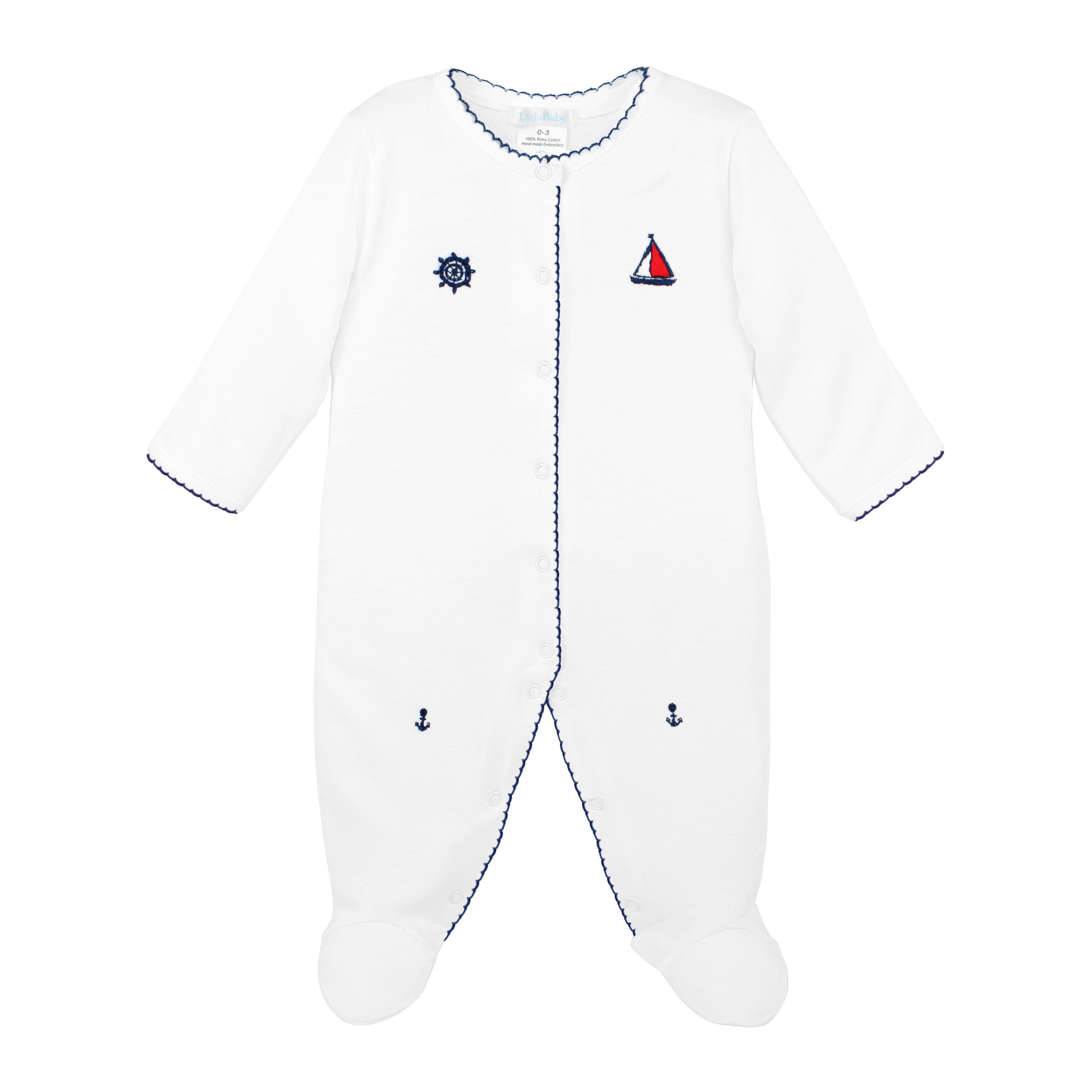 Marine Embroidery Footie | Baby Boy