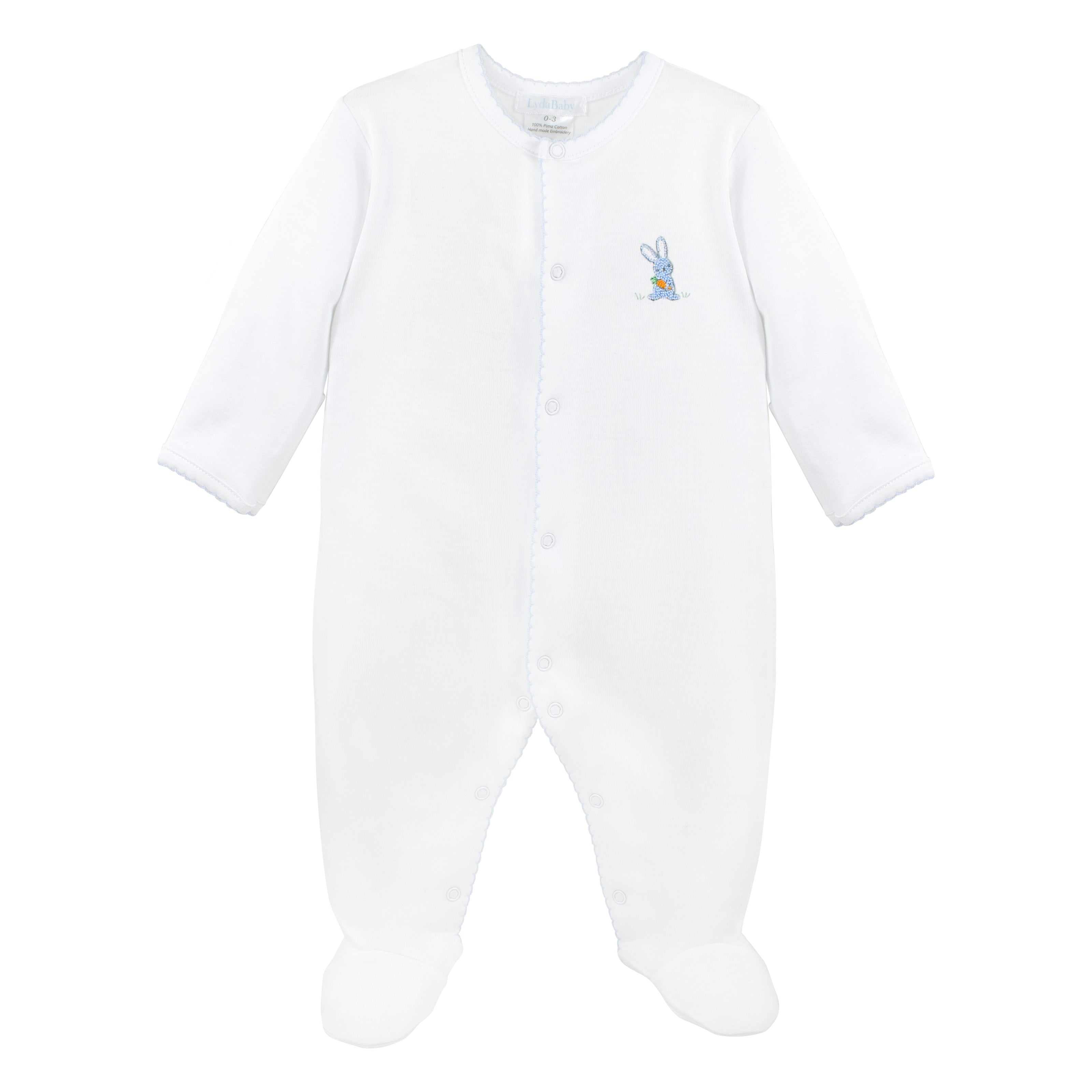 Rabbits Embroidery Footie | Baby Boy