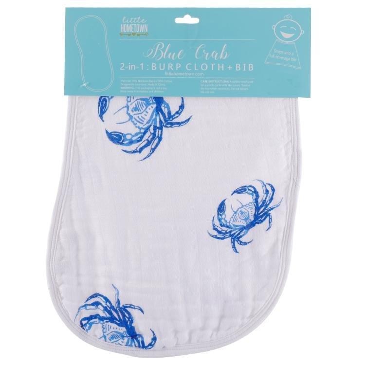 Gift Set: Blue Crab Baby Muslin Swaddle Blanket And Burp Cloth/bib Combo