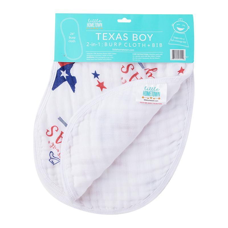Gift Set: Texas Baby Boy Muslin Swaddle Blanket And Burp Cloth/bib Combo