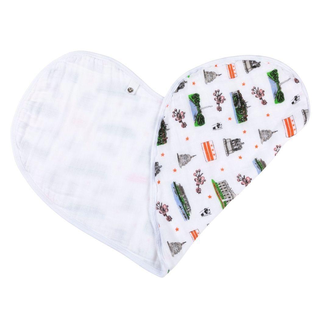 Gift Set: Washington D.c. Baby Muslin Swaddle Blanket And Burp Cloth/bib Combo