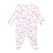 Doodle Hearts Printed Footie | Baby Girl