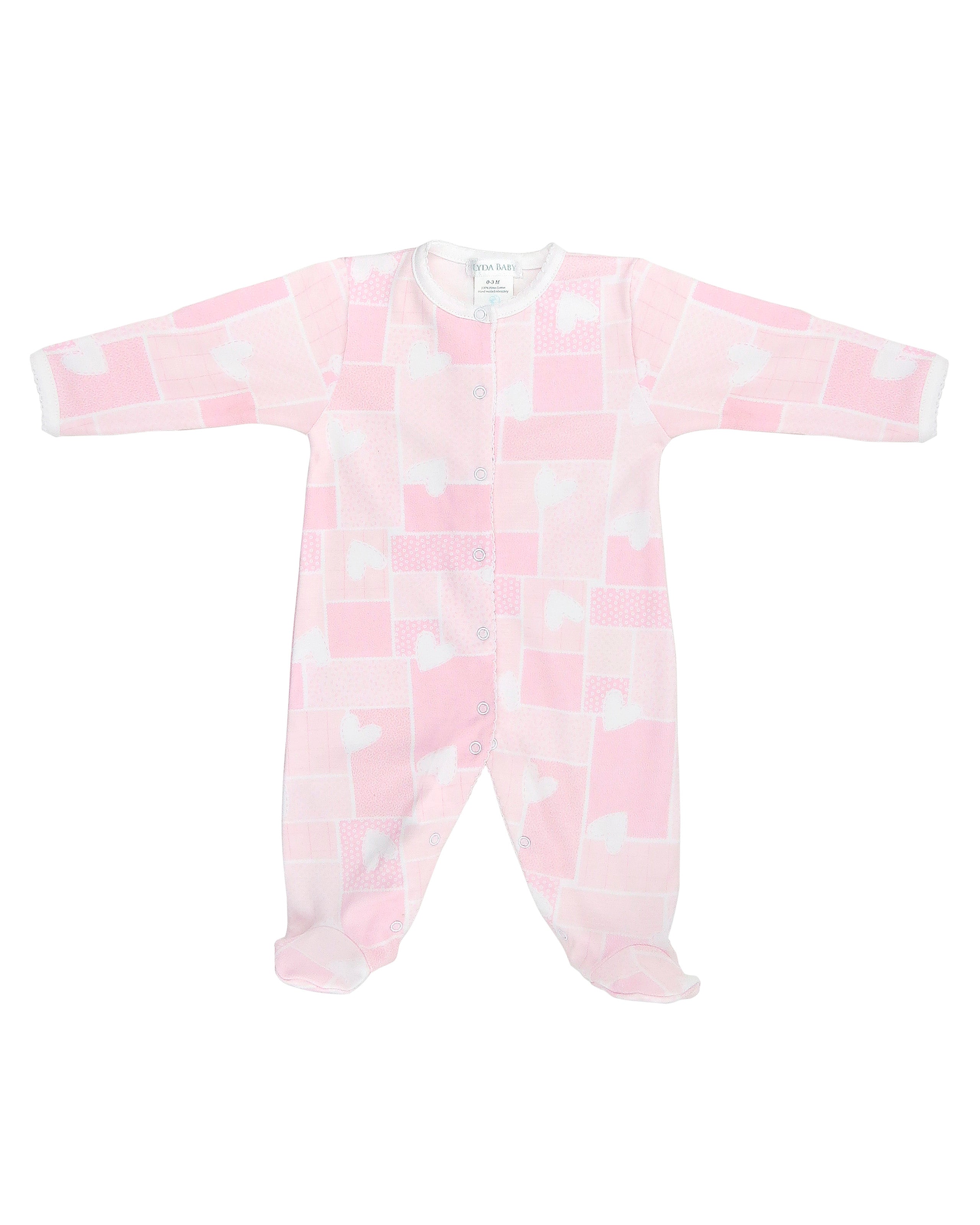 Hearts Patch Printed Footie | Baby Girl