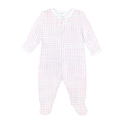Pink Vichy Printed Footie | Baby Girl
