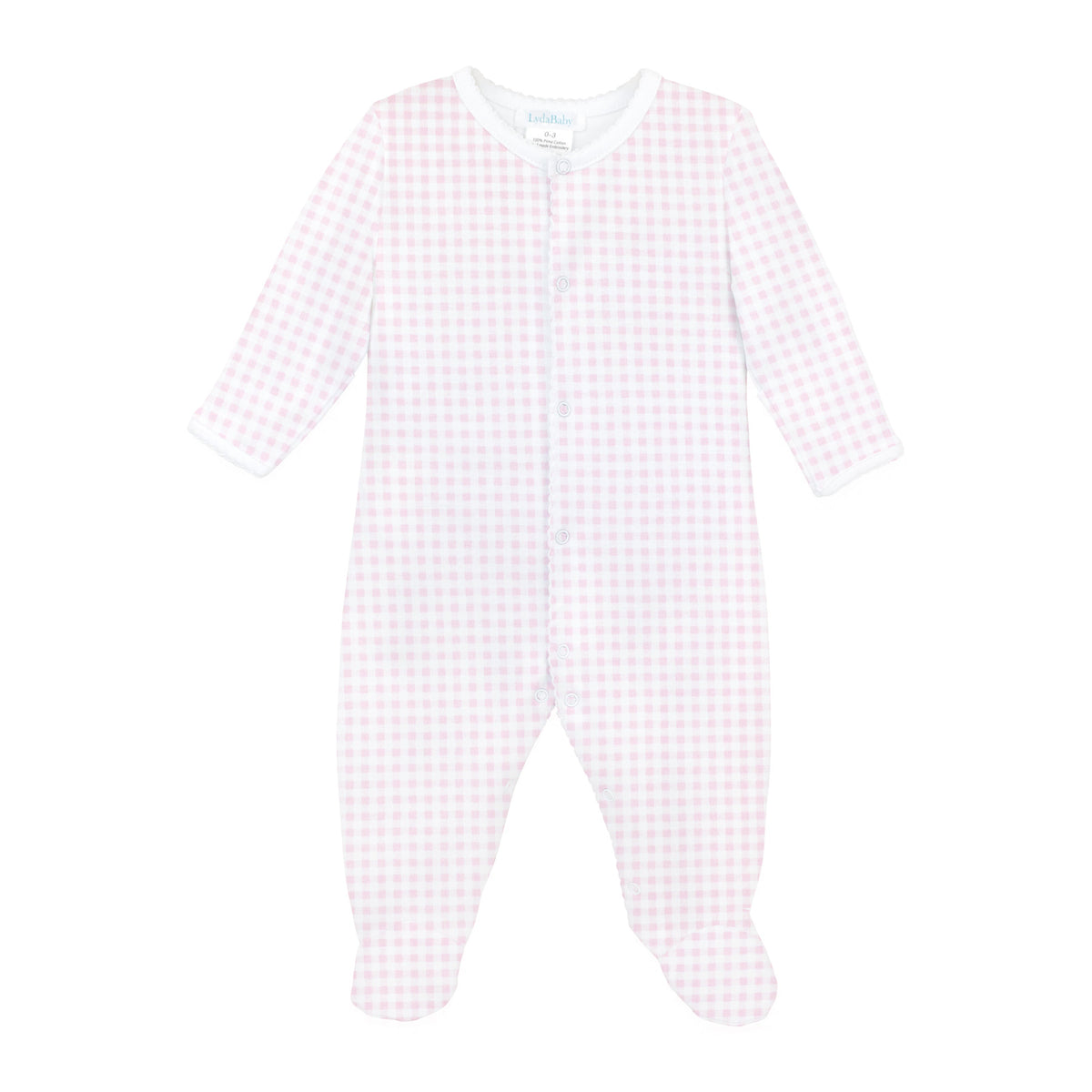 Pink Vichy Printed Footie | Baby Girl