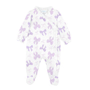 Purple Bows Printed Footie | Baby Girl
