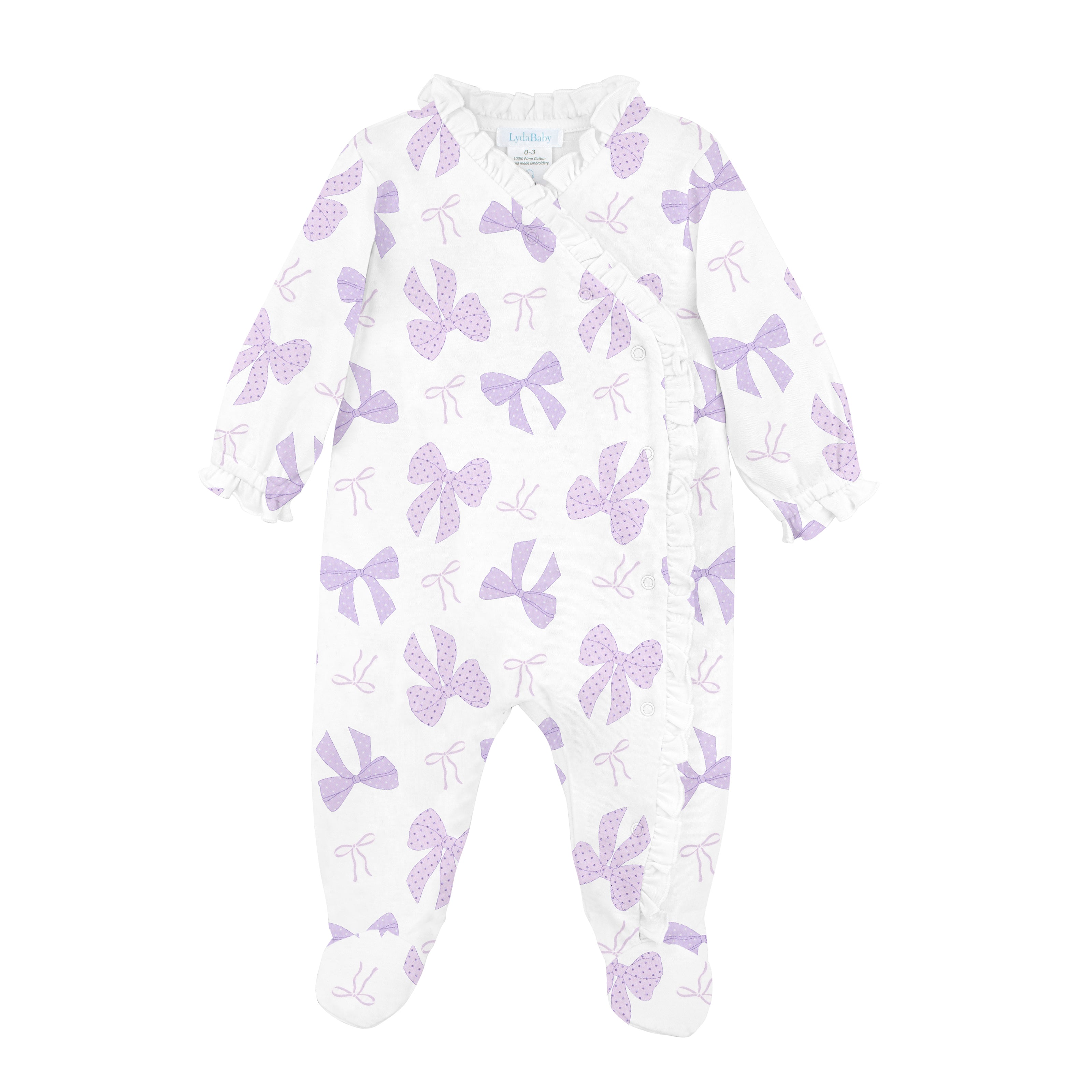 Purple Bows Printed Footie | Baby Girl