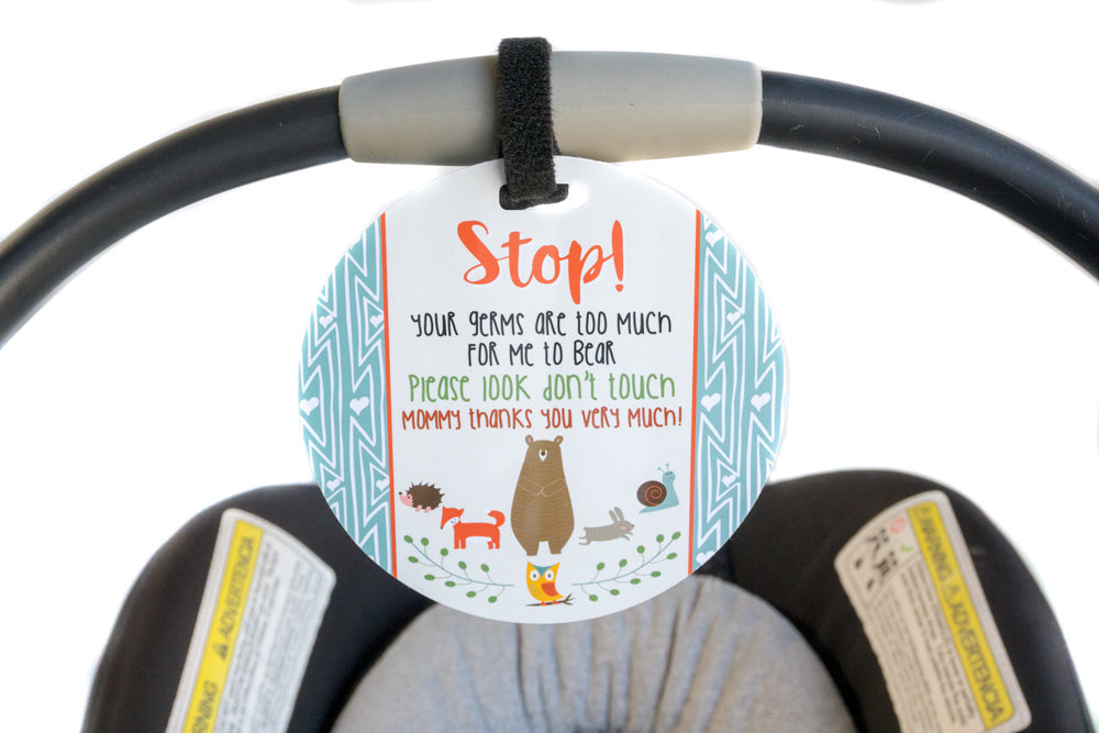 Woodlands No Touching My Newborn Car Seat Sign Tag