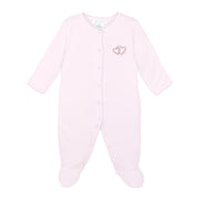 Double Roses Heart Embroidery Footie | Baby Girl