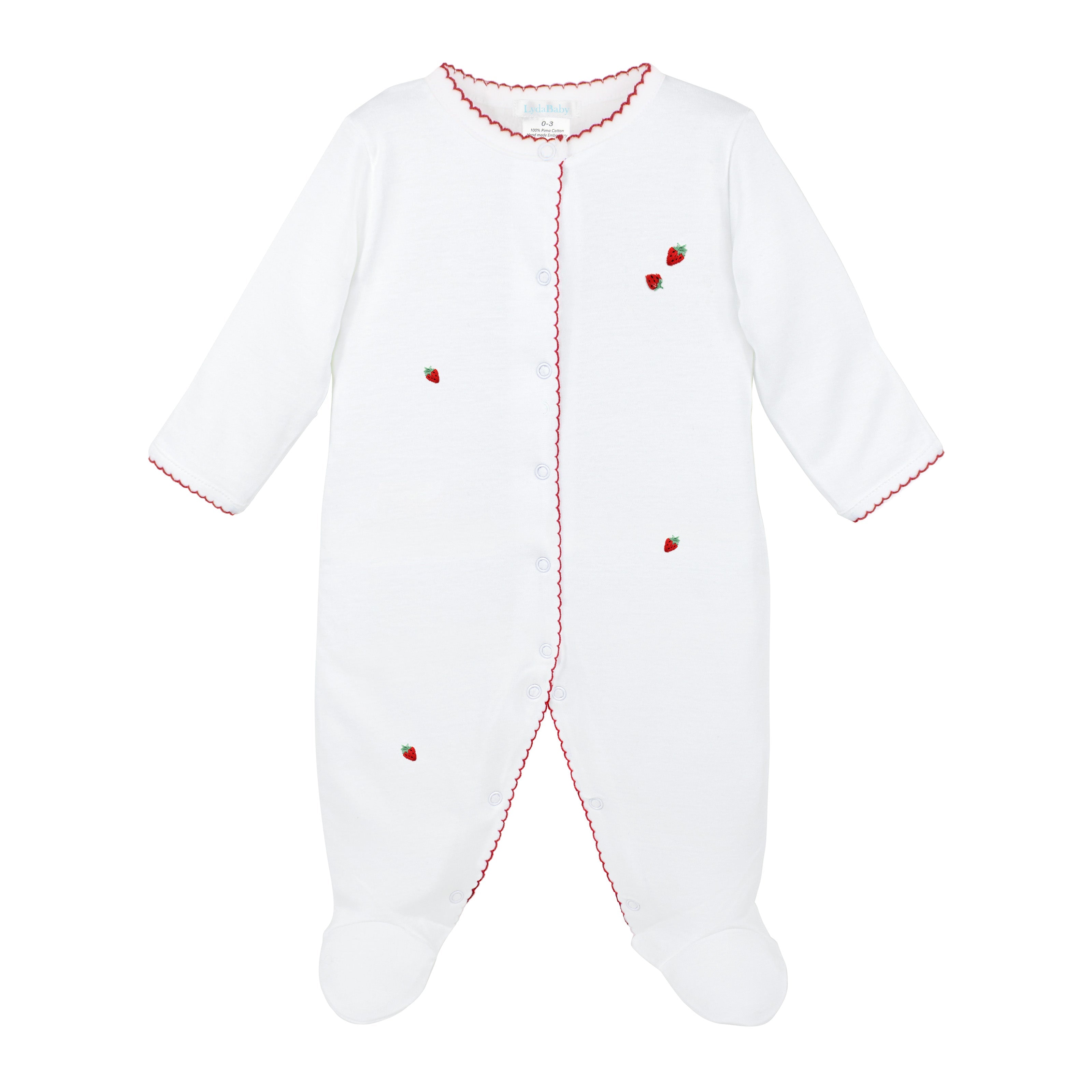 Strawberries Embroidery Footie | Baby Girl