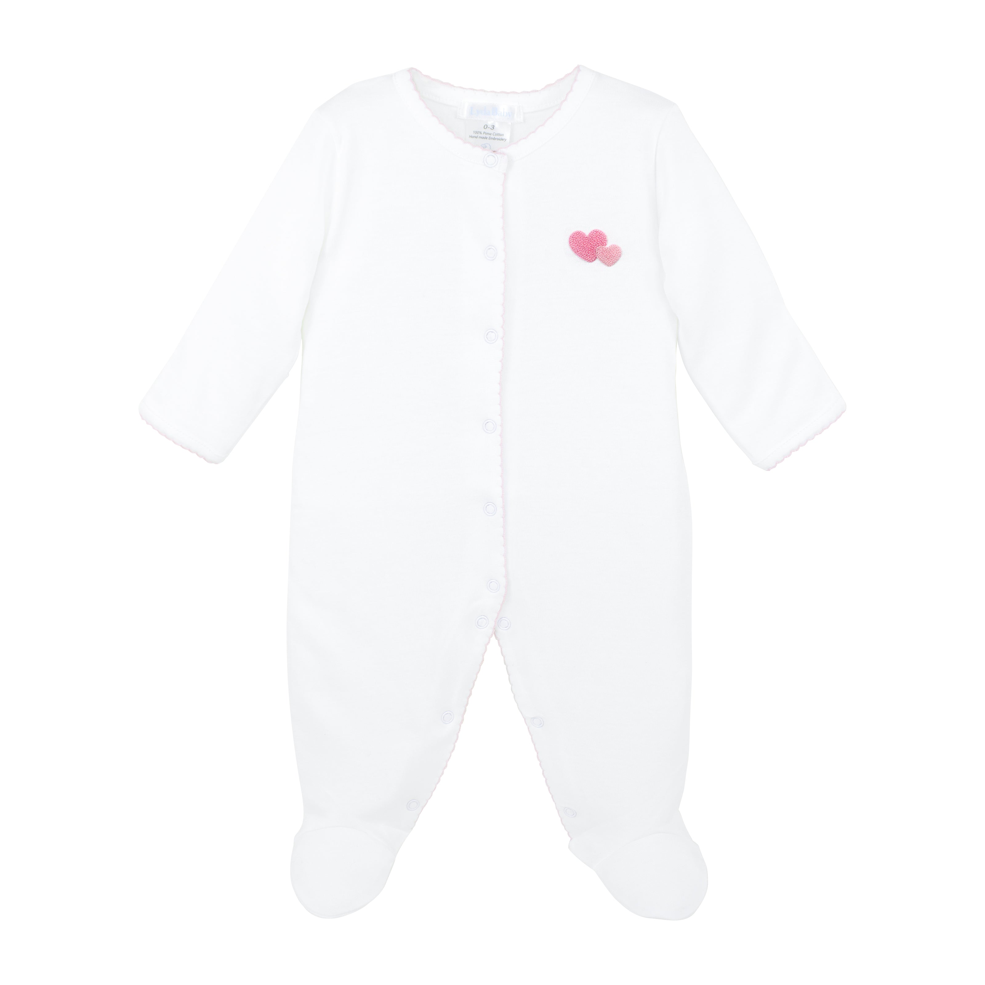 Double Love Embroidery Footie | Baby Girl