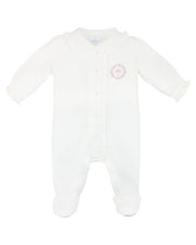 Circle Of Roses Embroidery Footie | Baby Girl