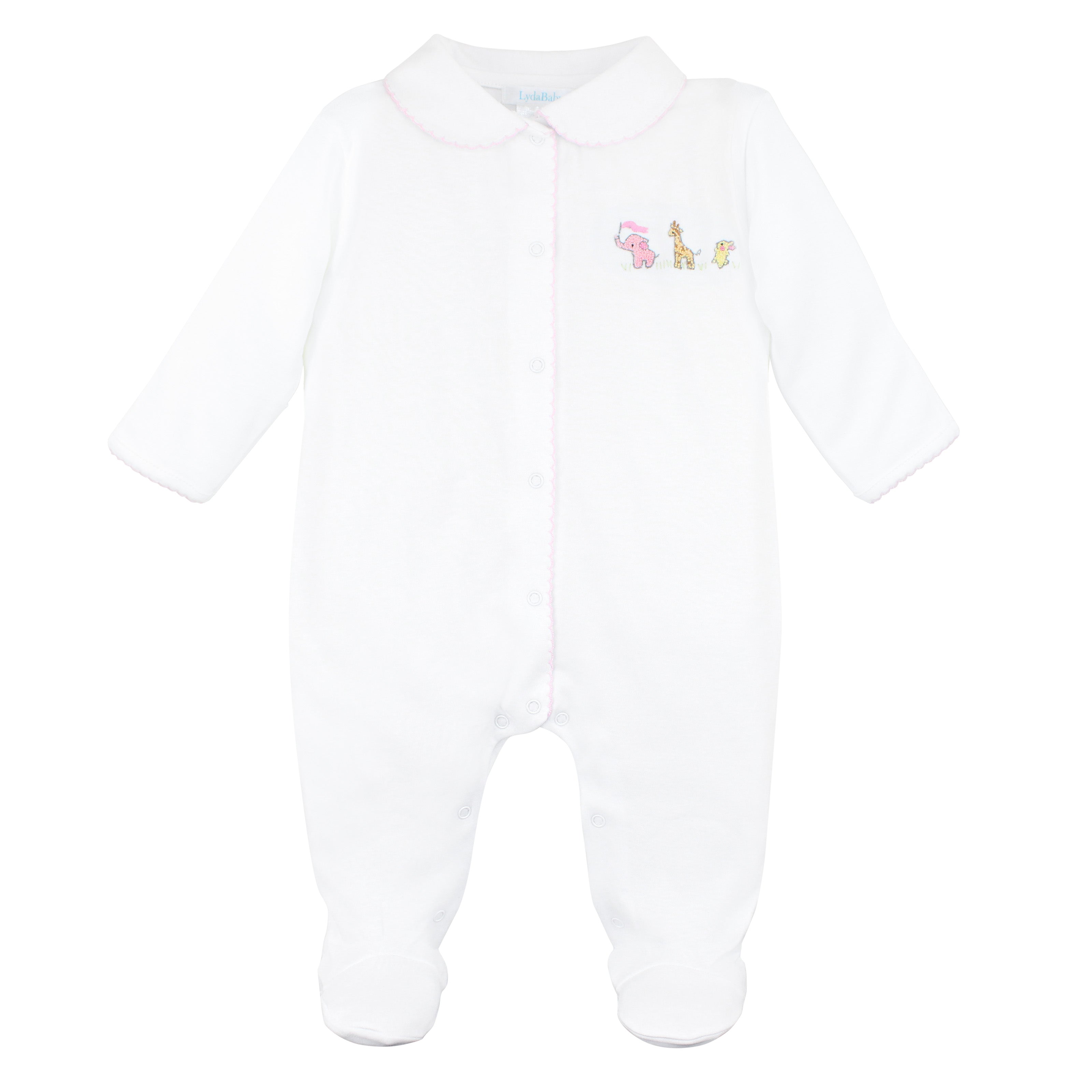 Baby Animals Embroidery Footie | Baby Girl